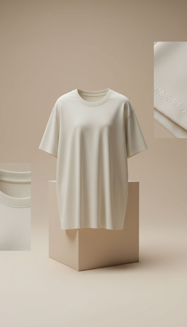 Ivory Crew Neck Tee Soft Cotton