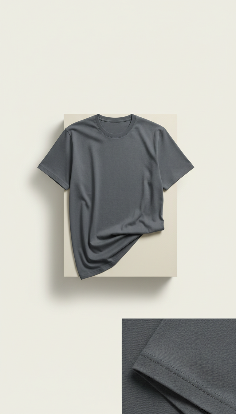 Slate Grey Crew Neck Tee Moisture-Wicking