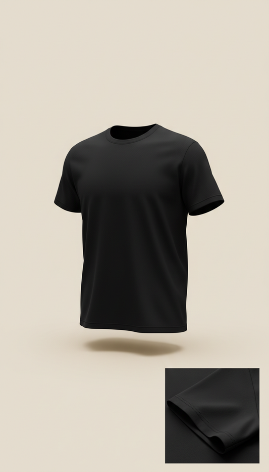 Rich Black Crew Neck Tee Versatile Staple